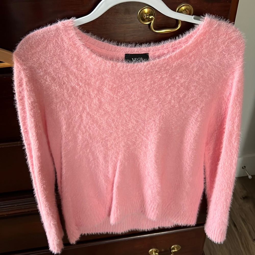 Pink fuzzy sweater